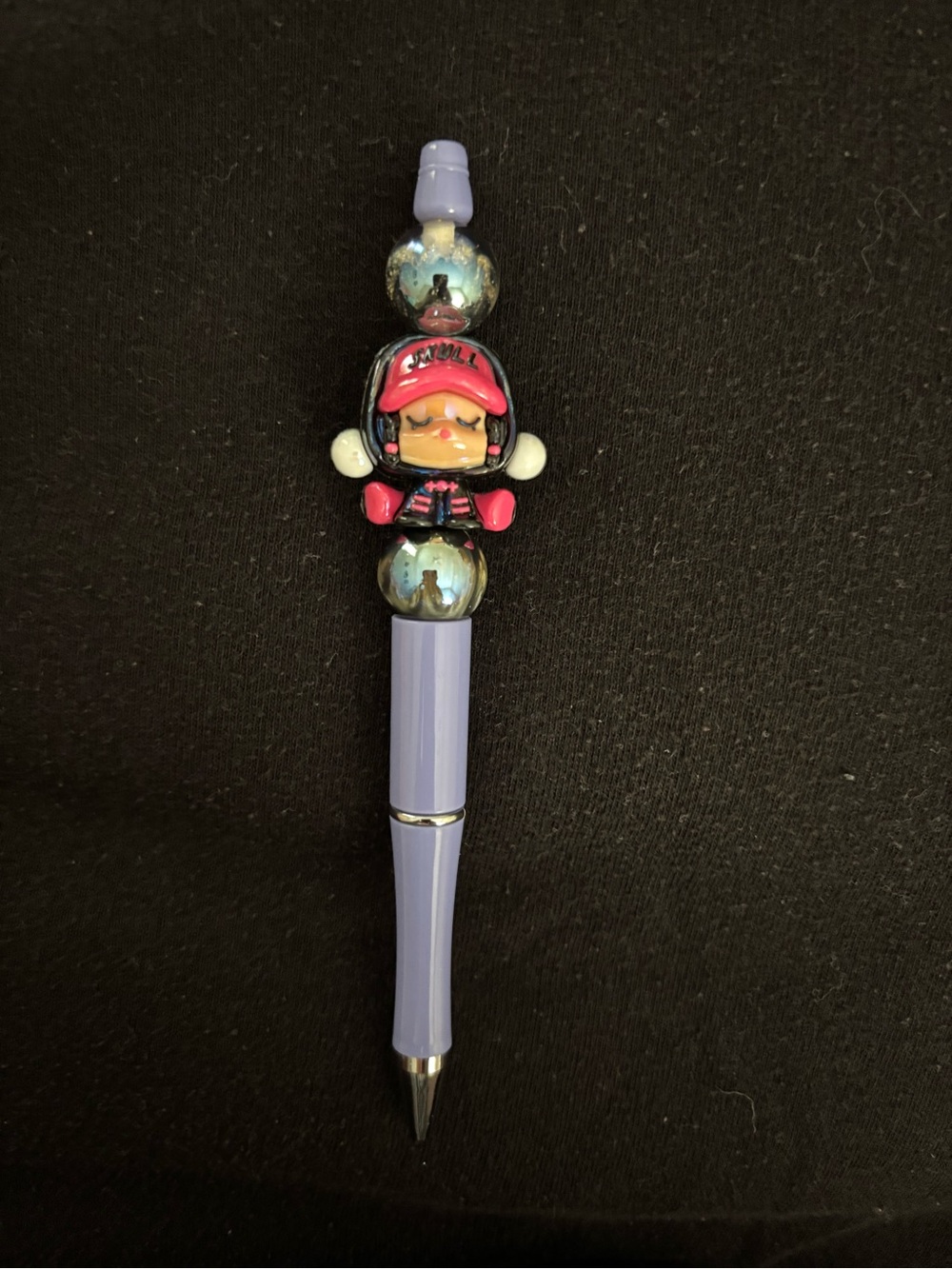 Purple Cartoon Character  Pen with Hot Pink Accents
